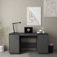 Vidaxl Desk Gray 55.1X19.7X29.5 Solid Wood Pine