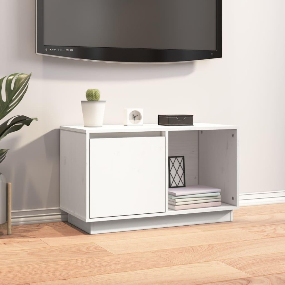 Vidaxl Tv Stand White 29.1X13.8X17.3 Solid Wood Pine