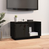 Vidaxl Tv Cabinet Black 29.1X13.8X17.3 Solid Wood Pine