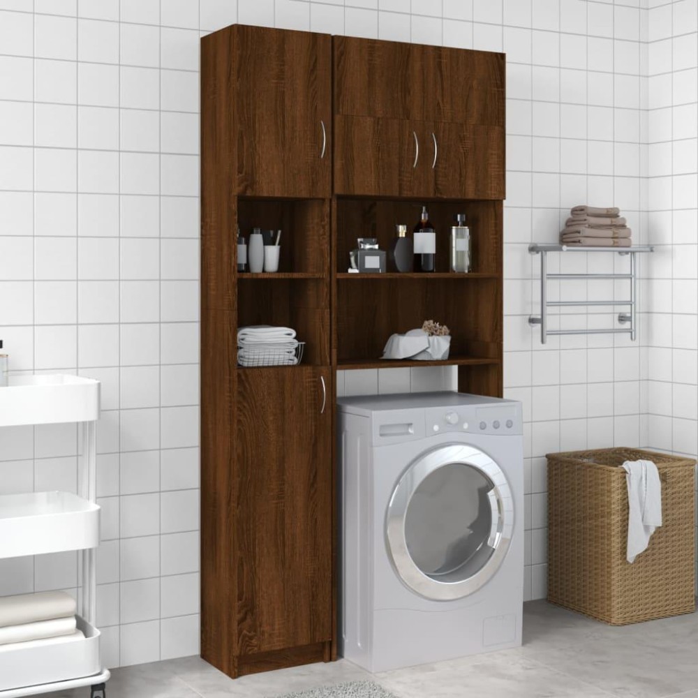 Vidaxl Bathroom Cabinet Brown Oak 12.6X10X74.8 Engineered Wood