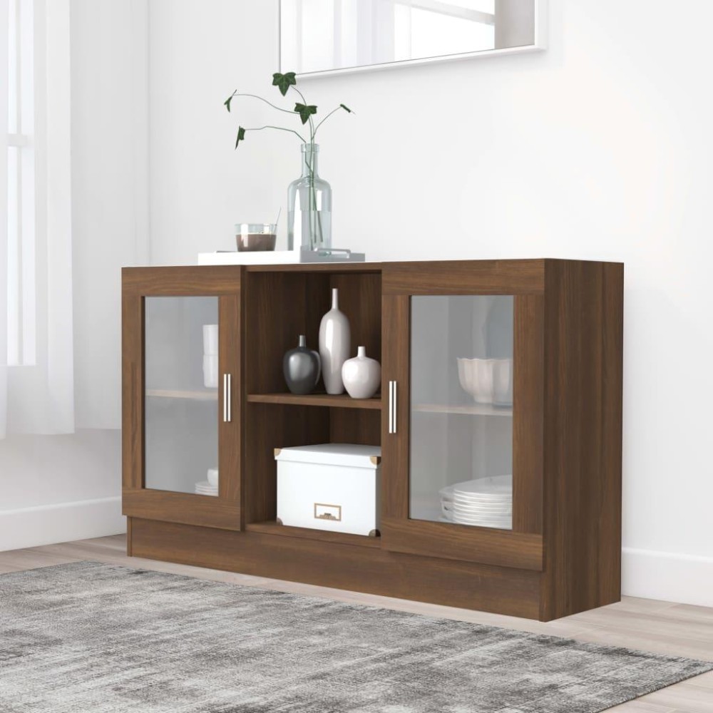 Vidaxl Vitrine Cabinet Brown Oak 47.2X12X27.6 Engineered Wood