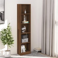 Vidaxl 5-Tier Book Cabinet Brown Oak 15.7X9.4X68.9 Engineered Wood