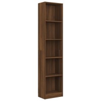Vidaxl 5-Tier Book Cabinet Brown Oak 15.7X9.4X68.9 Engineered Wood