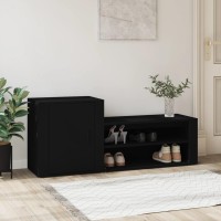 Vidaxl Shoe Cabinet Black 51.2X13.8X21.3 Engineered Wood