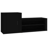 Vidaxl Shoe Cabinet Black 51.2X13.8X21.3 Engineered Wood