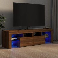vidaXL TV Stand with LED Lights Brown Oak 55.1