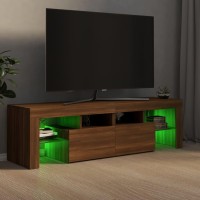 vidaXL TV Stand with LED Lights Brown Oak 55.1