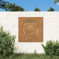 Vidaxl Patio Wall Decoration 21.7X21.7 Corten Steel Buddha Head Design