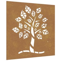 Vidaxl Patio Wall Decoration 21.7X21.7 Corten Steel Tree Design