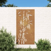 Vidaxl Patio Wall Decoration 41.3X21.7 Corten Steel Bamboo Design