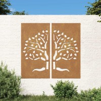 Vidaxl Patio Wall Decorations 2 Pcs 41.3X21.7 Corten Steel Tree Design