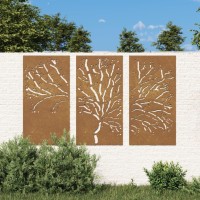 Vidaxl Patio Wall Decorations 3 Pcs 41.3X21.7 Corten Steel Tree Design