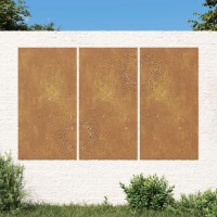 Vidaxl Patio Wall Decorations 3 Pcs 41.3X21.7 Corten Steel Sun Design