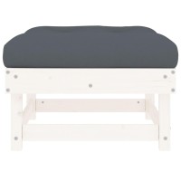 vidaXL Patio Footstool with Cushion White Solid Wood Pine