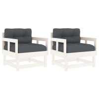 Vidaxl Patio Chairs With Cushions 2 Pcs White Solid Wood Pine