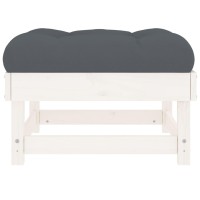 vidaXL Patio Footstools with Cushions 2pcs White Solid Wood Pine