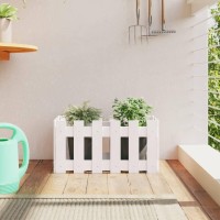 vidaXL Garden Planter with Fence Design White 23.6