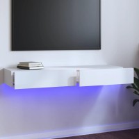 Vidaxl Tv Stand With Led Lights High Gloss White 47.2X13.8X6.1