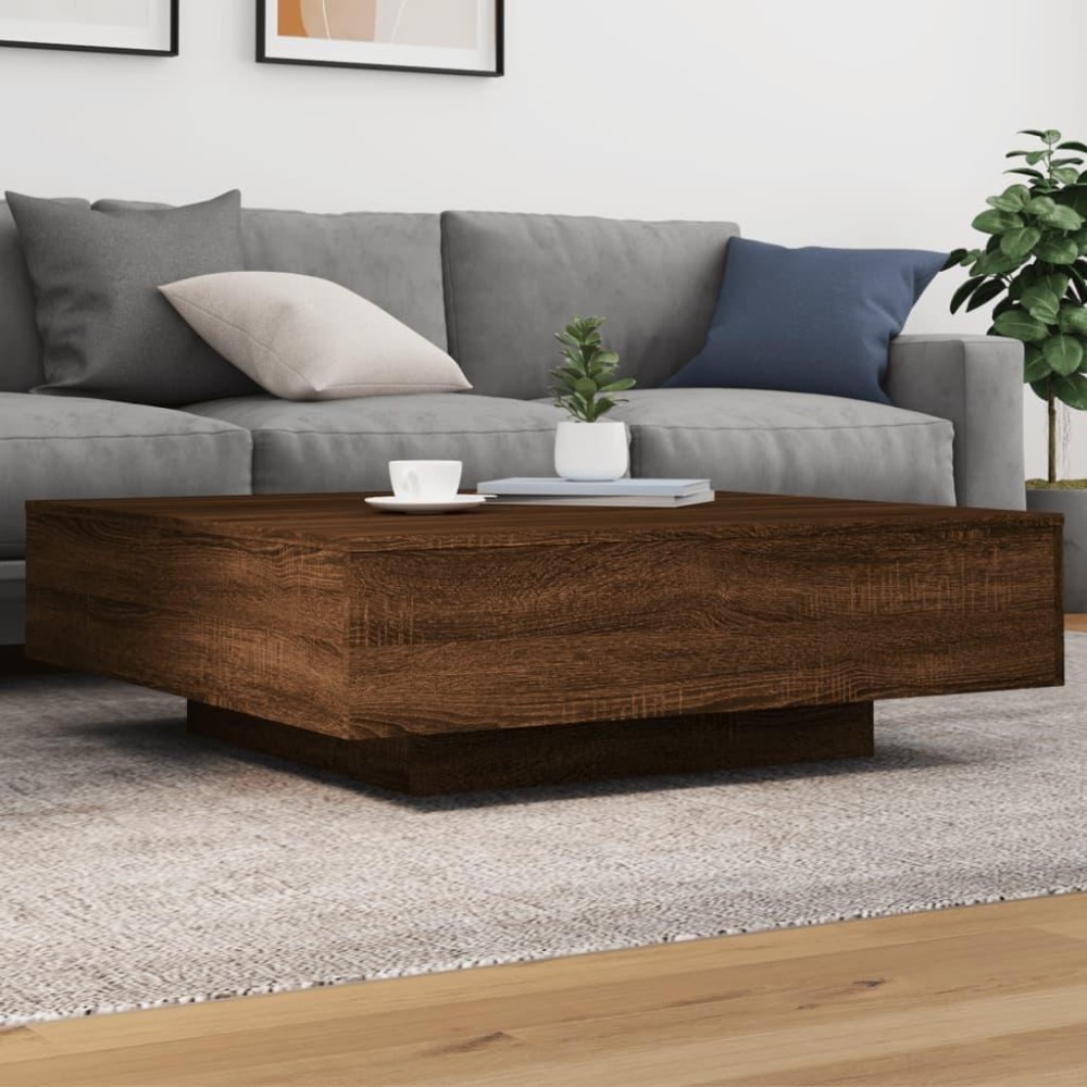 vidaXL Coffee Table with LED Lights Brown Oak 39.4