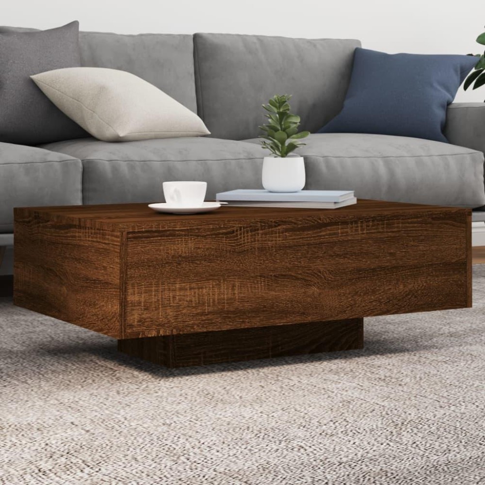 vidaXL Coffee Table with LED Lights Brown Oak 33.5