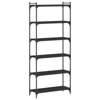 vidaXL Bookcase 6-Tier Black 31.5