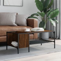 vidaXL Coffee Table with Rack Brown Oak 39.4