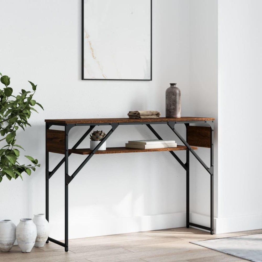 vidaXL Console Table with Shelf Brown Oak 41.3