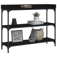 vidaXL Console Table with Shelves Black 39.4