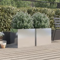 vidaXL Planters 2 pcs Silver 19.3