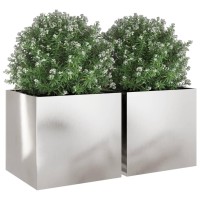 vidaXL Planters 2 pcs Silver 19.3