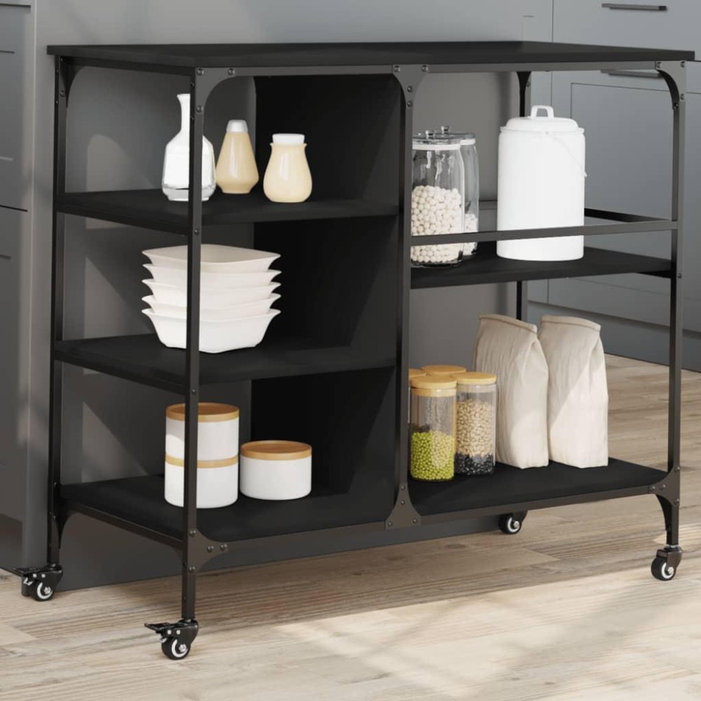 vidaXL Kitchen Trolley Black 39.4