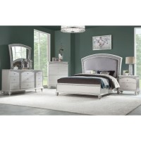 Acme Maverick Queen Bed, Fabric & Platinum