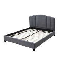 Queen Bed, Charcoal Fabric