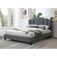 Queen Bed, Charcoal Fabric