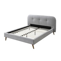 Eastern King Bed, Gray Fabric