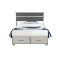 Twin Bed W/Storage, Gray Pu & Gray