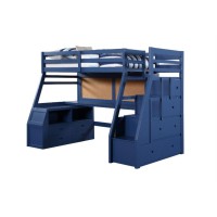 Storage Twin Loft Bed, Navy Blue Finish