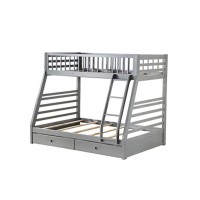 Twin/Full Bunk Bed W/2 Drw Gray