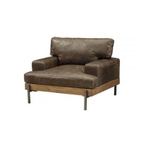 52477 Chair - Oak & Distress Chocolate Top Grain Leather