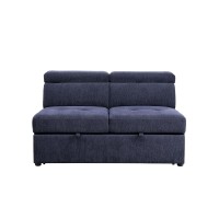 Sleeper Sectional Sofa W/Storage And Ottoman, Navy Blue Fabric