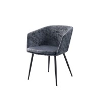 3Pc Pack Chair & Table, Gray Velvet & Black