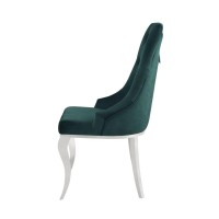 Side Chair (Set-2), Green Fabric & Stainless Steel