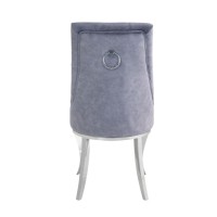 Side Chair (Set-2), Gray Fabric & Stainless Steel