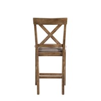 70832 Counter Height Chair (Set-2) - Tan Linen & Weathered Oak