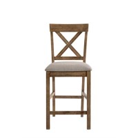 70832 Counter Height Chair (Set-2) - Tan Linen & Weathered Oak