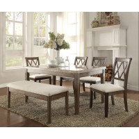 Claudia - Dining Table White Marble & Salvage Brown