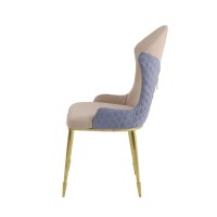 Side Chair (Set-2), Tan, Lavender Fabric & Gold