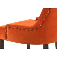 Side Chair, Orange Velvet & Espresso Finish