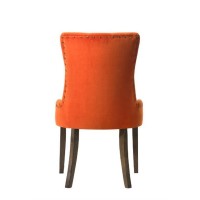 Side Chair, Orange Velvet & Espresso Finish