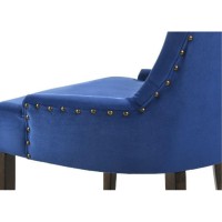 Side Chair, Blue Velvet & Espresso Finish